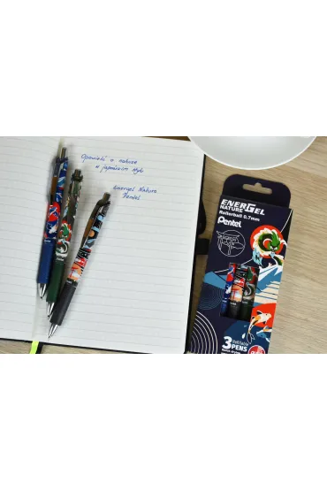 Pentel Zestaw pi�r kulkowych EnerGel Nature Light 0,7 mm 3 szt.