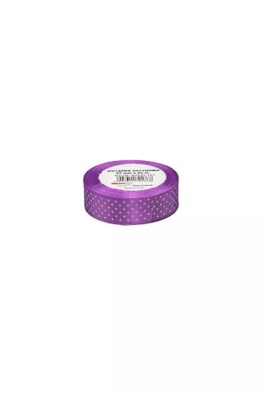 Wst��ka satynowa w kropki fioletowa 25mm x 22m