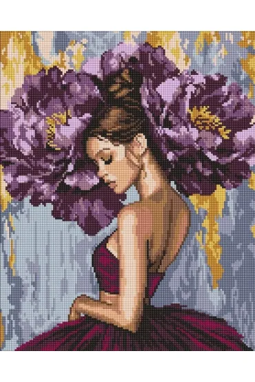 Ideyka Diamentowa mozaika - Baletnica z piwoniami 40x50cm