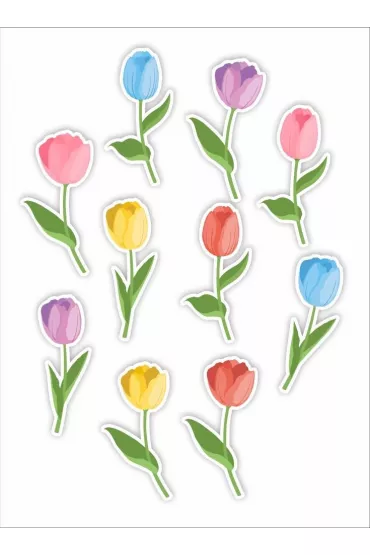 LearnHow Dekoracje okienne dwustronne - Tulipany 03 10 szt.
