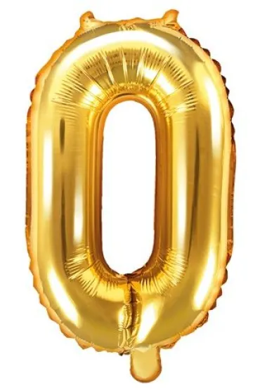 PartyDeco Balon foliowy Cyfra "0", 35cm, z�oty
