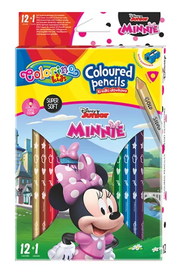 Patio Kredki owkowe trjktne Colorino Kids + temperwka Minnie 13 szt.