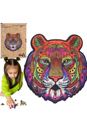 Puzzle drewniane eko 126 el. Majestatyczny tygrys A3 Maksik