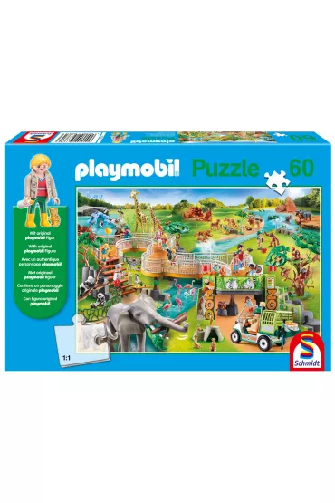 Puzzle 60 el. Playmobil Zoo + figurka Schmidt