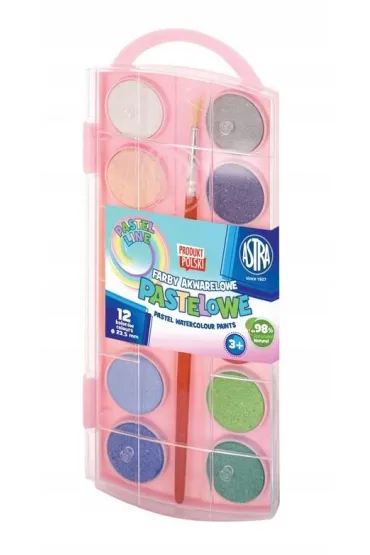 Farby akwarelowe pastel 12 kolor�w ASTRA