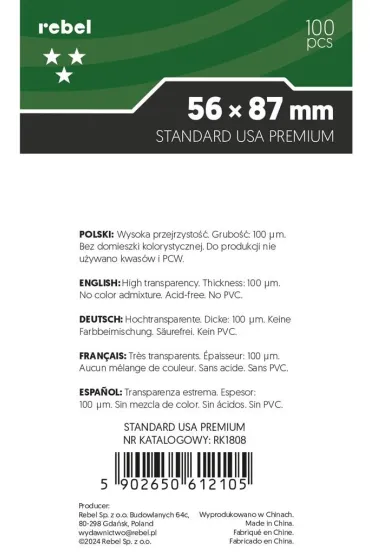 Rebel Koszulki Standard USA Premium 56 x 87 mm 100 szt.