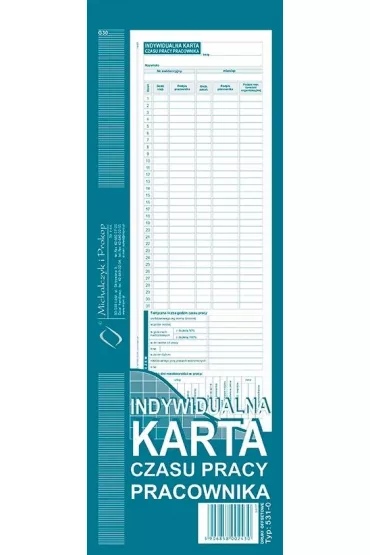 Michalczyk i Prokop Indywidualna karta czasu pracy pracownika 531-0