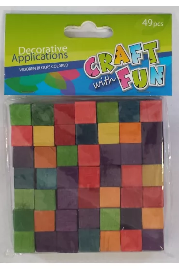 Craft with Fun Ozdoba dekoracyjna drewniane kostki kolorowe 49 szt.