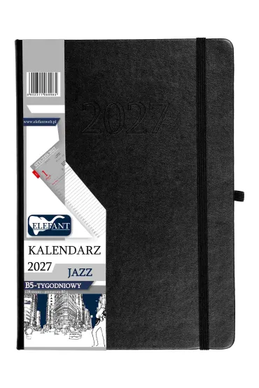 Kalendarz Jazz 2027 B5 tygodniowy czarny