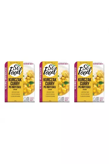 So Food Kurczak curry po indysjku z ryem zestaw 3 x 330 g