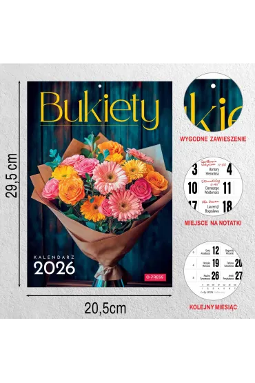 Opress Kalendarz 2026 A4 wieloplanszowy Bukiety