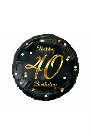 Godan Balon foliowy Happy 40 Birthday czarny, z�oty 45cm