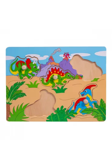 Puzzle Uk�adanka drewniana Dinozaury uchwyty Smily Play
