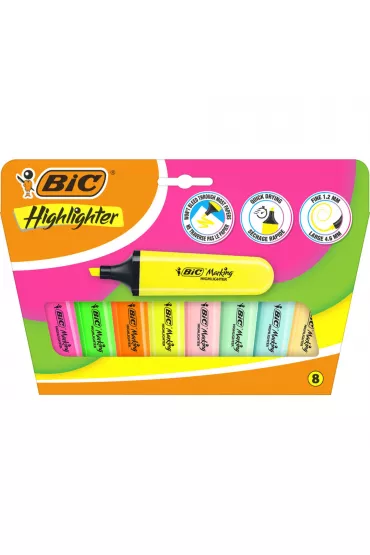 Zakre�lacz BIC Flat Highlighter Neon pastel blister 8szt.