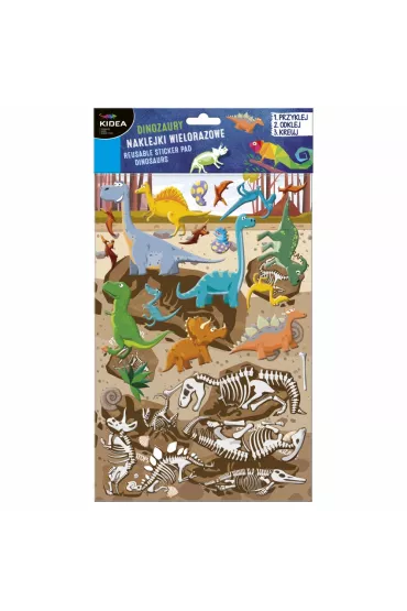 Kidea Naklejki wielorazowe Dinozaury 20.5 x 37 cm