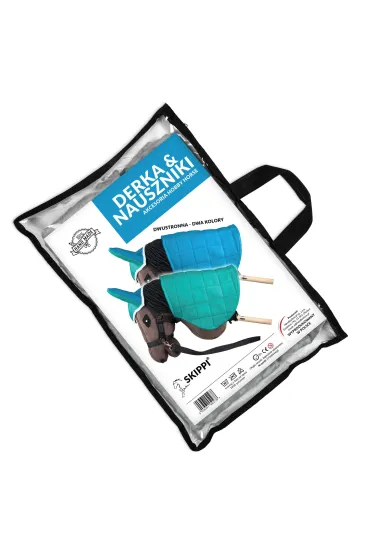 Derka dwustronna i nauszniki Skippi mi�ta, nieb.