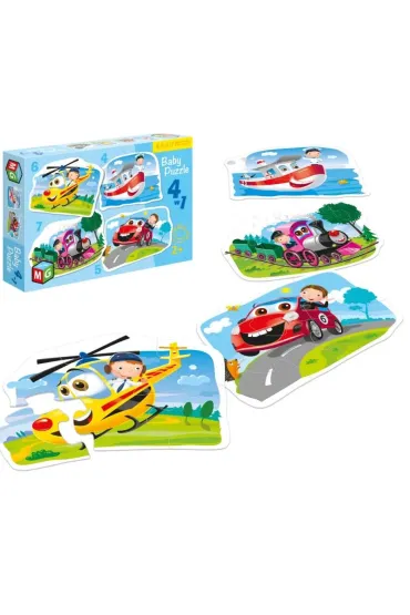 Puzzle 4w1 - Baby Pojazdy (4+5+6+7 el.) Multigra