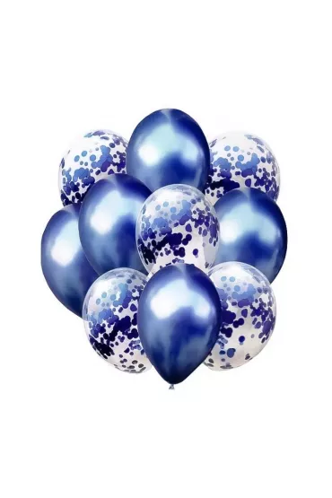 GoParty Balony granatowy metalik i konfetti 10 szt.