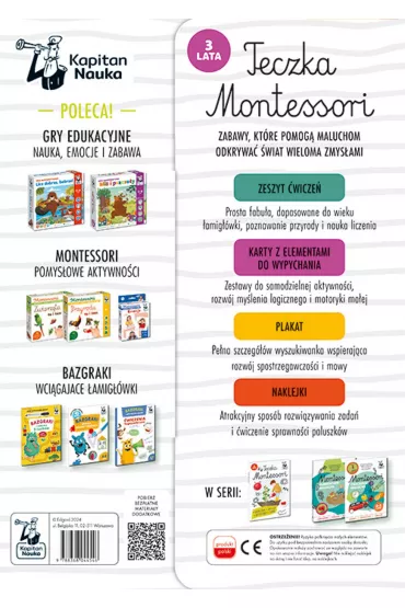 Teczka Montessori. 3 lata. Kapitan Nauka - Zuzanna  Osuchowska