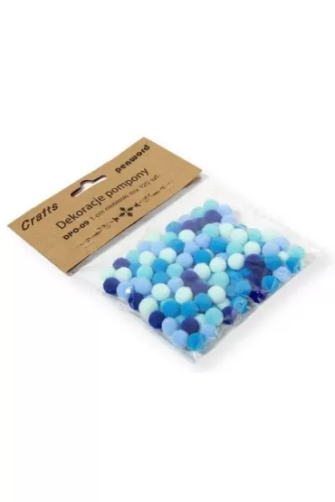 Penword Dekoracje pompony mix niebieski 1cm