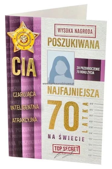 Yeku Karnet Urodziny 70 damskie poszukiwana