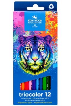 Koh-I-Noor Kredki Triocolor Tygrys 12 kolorów