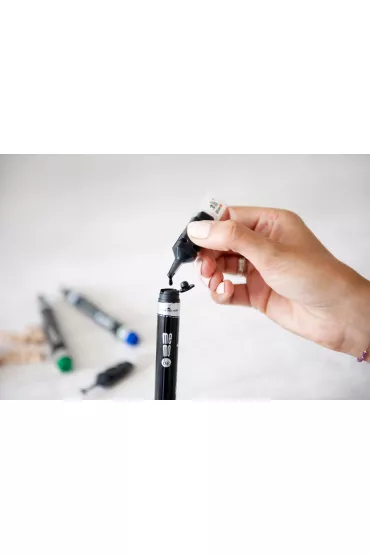 MemoBe Marker permanentny + 2 ampu�ki z zapasowym tuszem niebieski