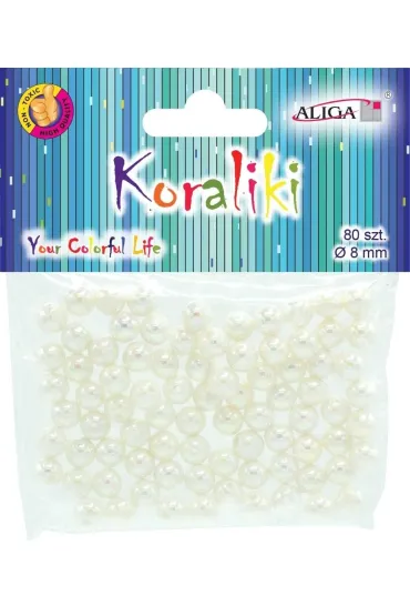 Aliga Koraliki plastikowe opalizuj�ce per�owe 8 mm 80 szt.