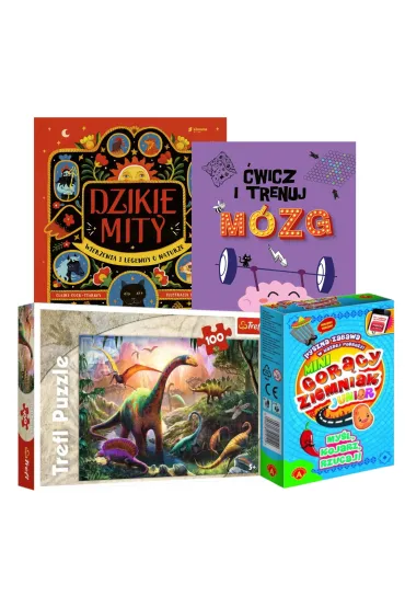 Pakiet: Dzikie mity. Wierzenia i m�dro�ci z natury, �wicz i trenuj m�zg. Kreatywne �amig��wki, Gor�cy Ziemniak. Junior. Mini, Puzzle 100 el. �wiat dinozaur�w