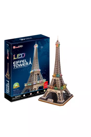 Puzzle 3D 82 el. Wie�a Eiffel`a LED Cubic Fun