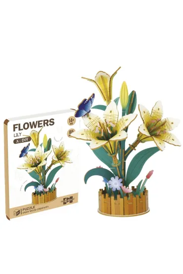 Puzzle Drewniane kwiatki 3D - Lilie, 85el. Askato