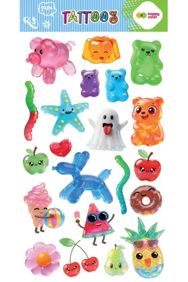 Tatua�e zmywalne Jelly Fun HAPPY COLOR