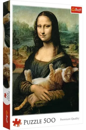 Puzzle 500 el. Mona Lisa i kot Mruczek Trefl