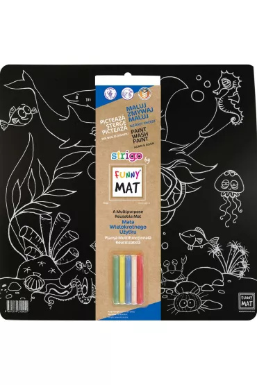 Funny Mat Black - Ocean + kreda. Mata do kolorowania wielokrotnego u�ytku Strigo