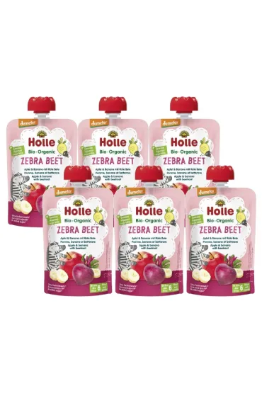 Holle Mus Buraczana Zebra (jab�ko-banan-burak) od 6. miesi�ca Demeter Zestaw 6 x 100 g