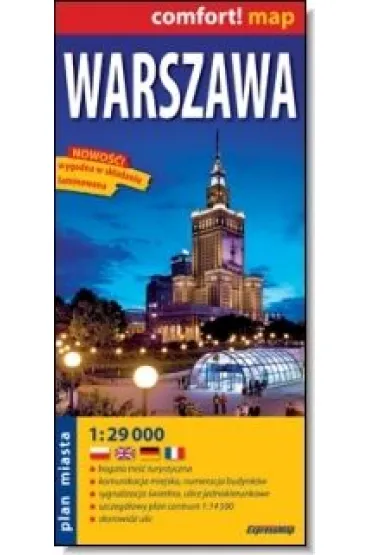 Warszawa Plan miasta 1: 29 000 laminowana