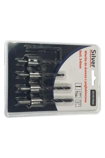 Silver Wiert�a do drewna z pog��biaczem 3-6mm 5 szt.