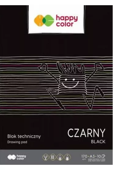 Blok techniczny A3 Happy Color czarny 170g 10 szt.