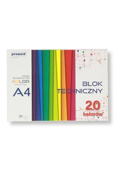 Penword Blok techniczny A4 kolorowy 185g 20 arkuszy