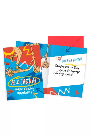 Kukartka Karnet Urodziny m�odzie�owe, hulajnoga PR-498