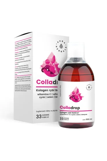 Aura Herbals Colladrop - kolagen rybi w p�ynie + witamina C Suplement diety 500 ml