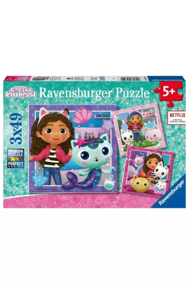 Puzzle dla dzieci 3x49 el. Koci Domek Gabi Ravensburger