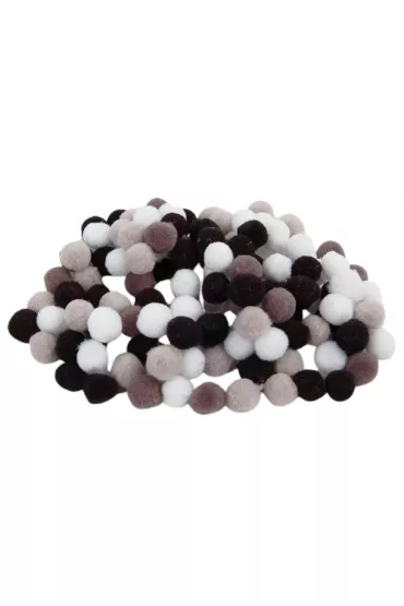 Fandy Pompony akrylowe szare czarne 10mm