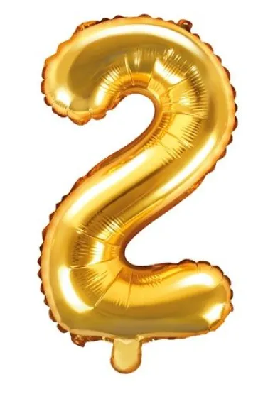 PartyDeco Balon foliowy Cyfra "2", 35cm, z�oty