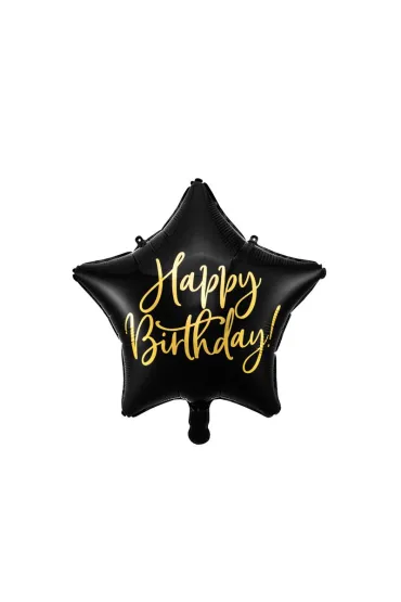 PartyDeco Balon foliowy Happy Birthday czarny 40cm