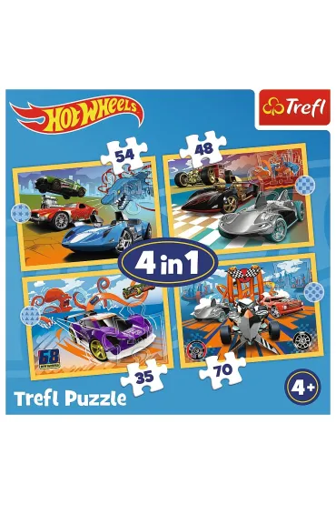 Puzzle 4w1 - Pojazdy Hot Wheels (35+48+54+70 el.) Trefl