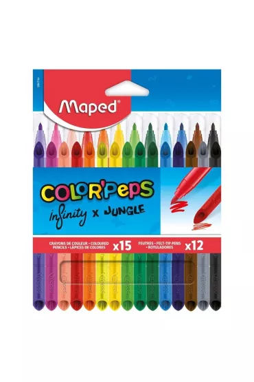 Maped Zestaw Infinity kredki 15 szt+flamastry Jungle 12sz