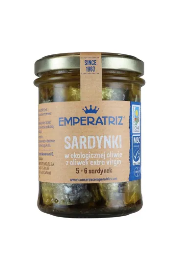Emperatriz Sardynki europejskie w oliwie z oliwek extra virgin 190 g Bio
