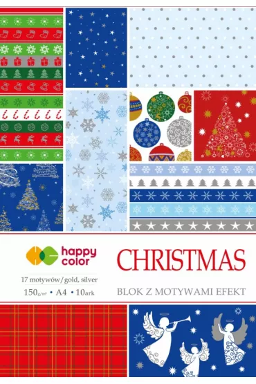 Happy Color Blok z motywami CHRISTMAS, A4, 150g, 10 arkuszy, 17 motyw�w 150 g 10 kartek