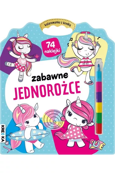 Zabawne jednoro�ce. Kolorowanka z kredk�